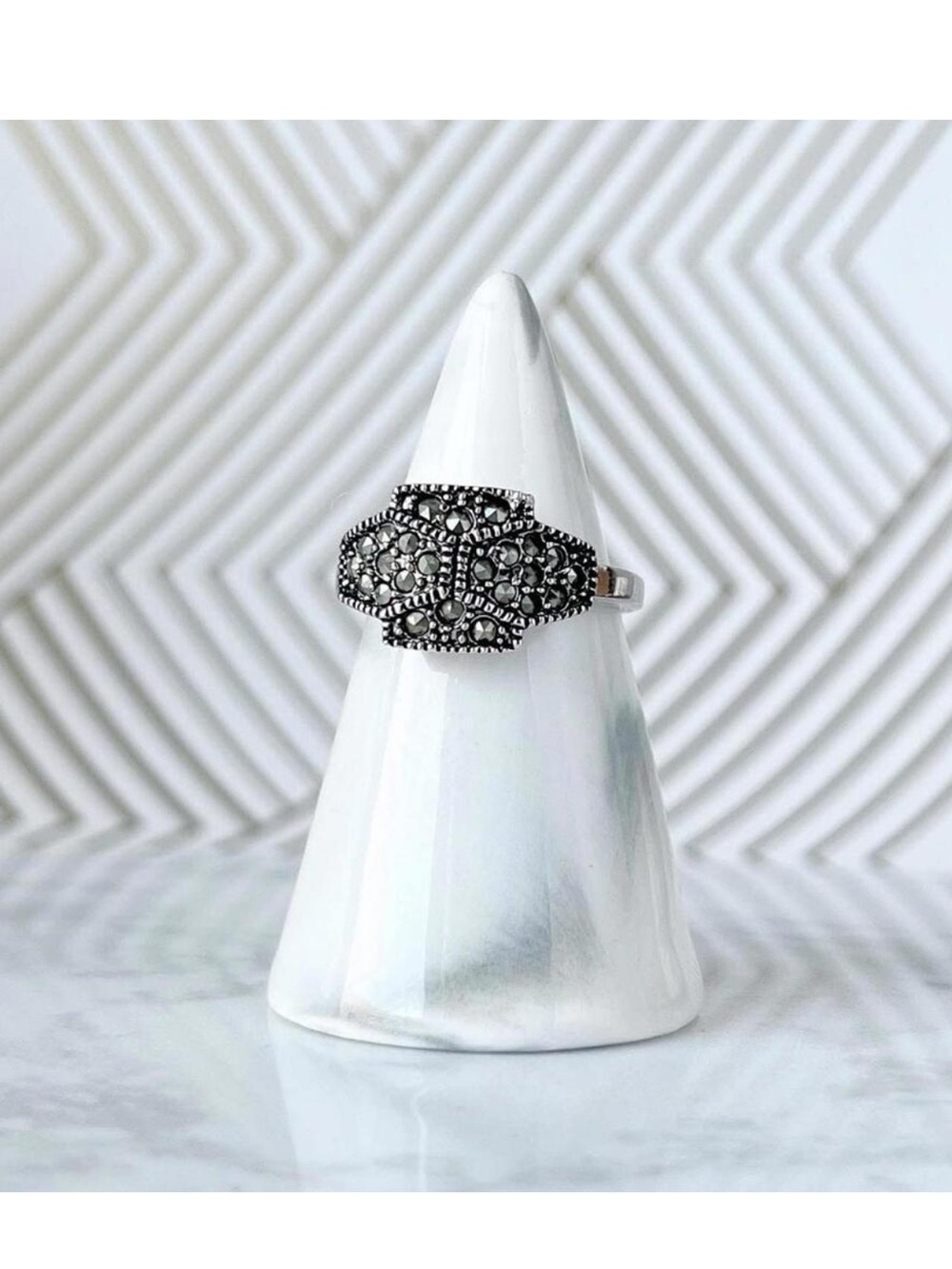 Park Lane Cabaret Silver Marcasite Filigree Ring Size 9